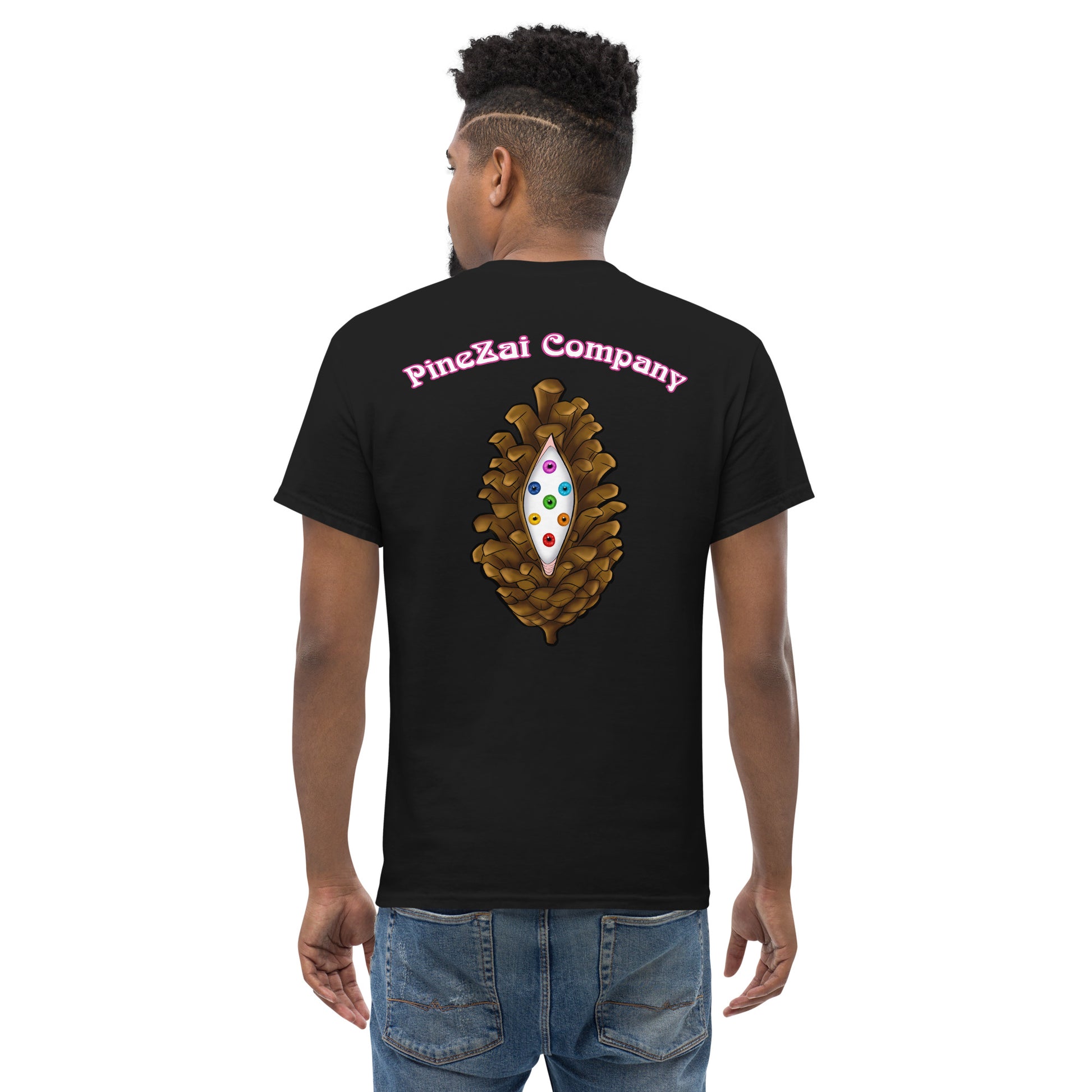 adult men's black and pink crown chakra Kansas City t-shirt by PineZai Company back view 2