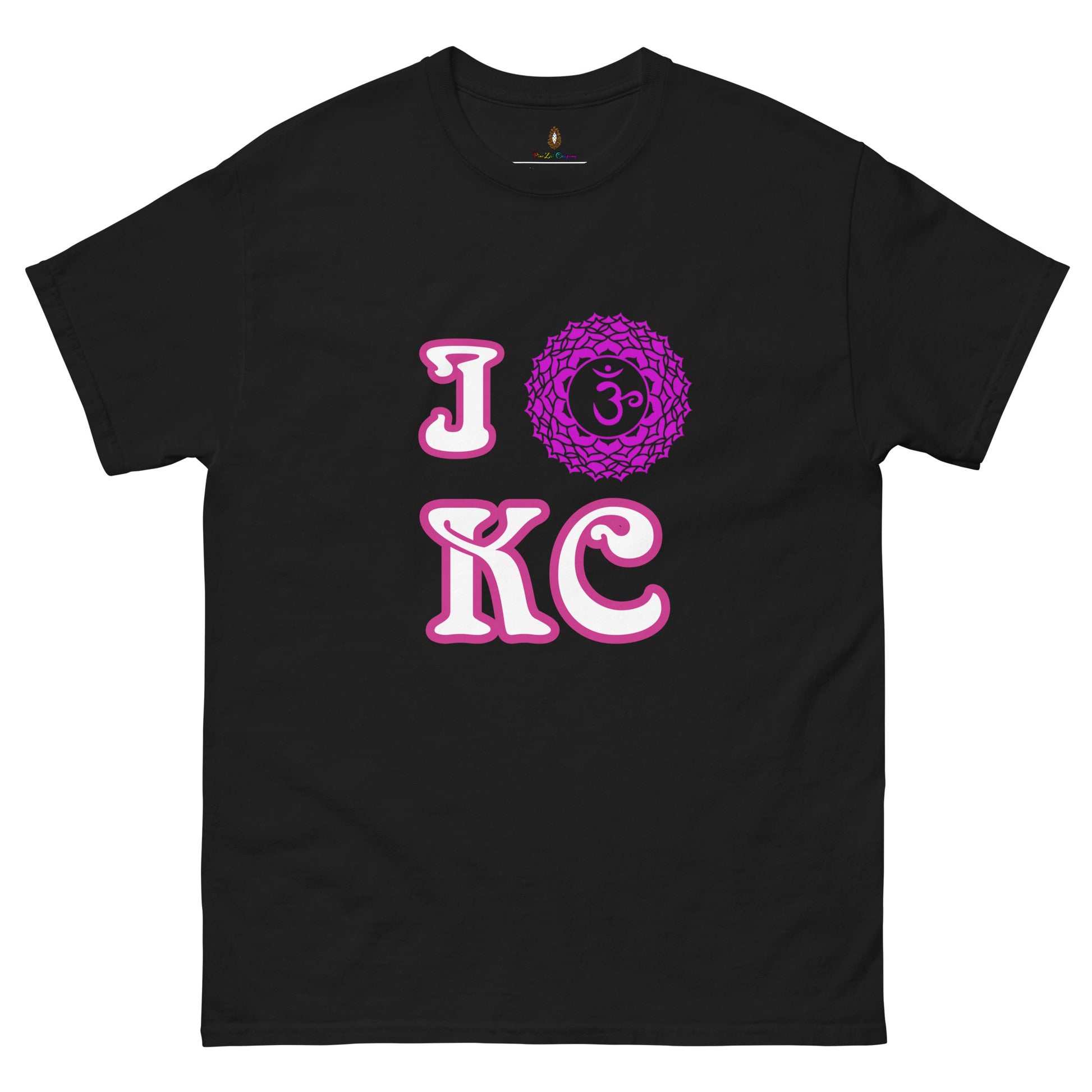 adult men's black and pink crown chakra Kansas City t-shirt by PineZai Company front view