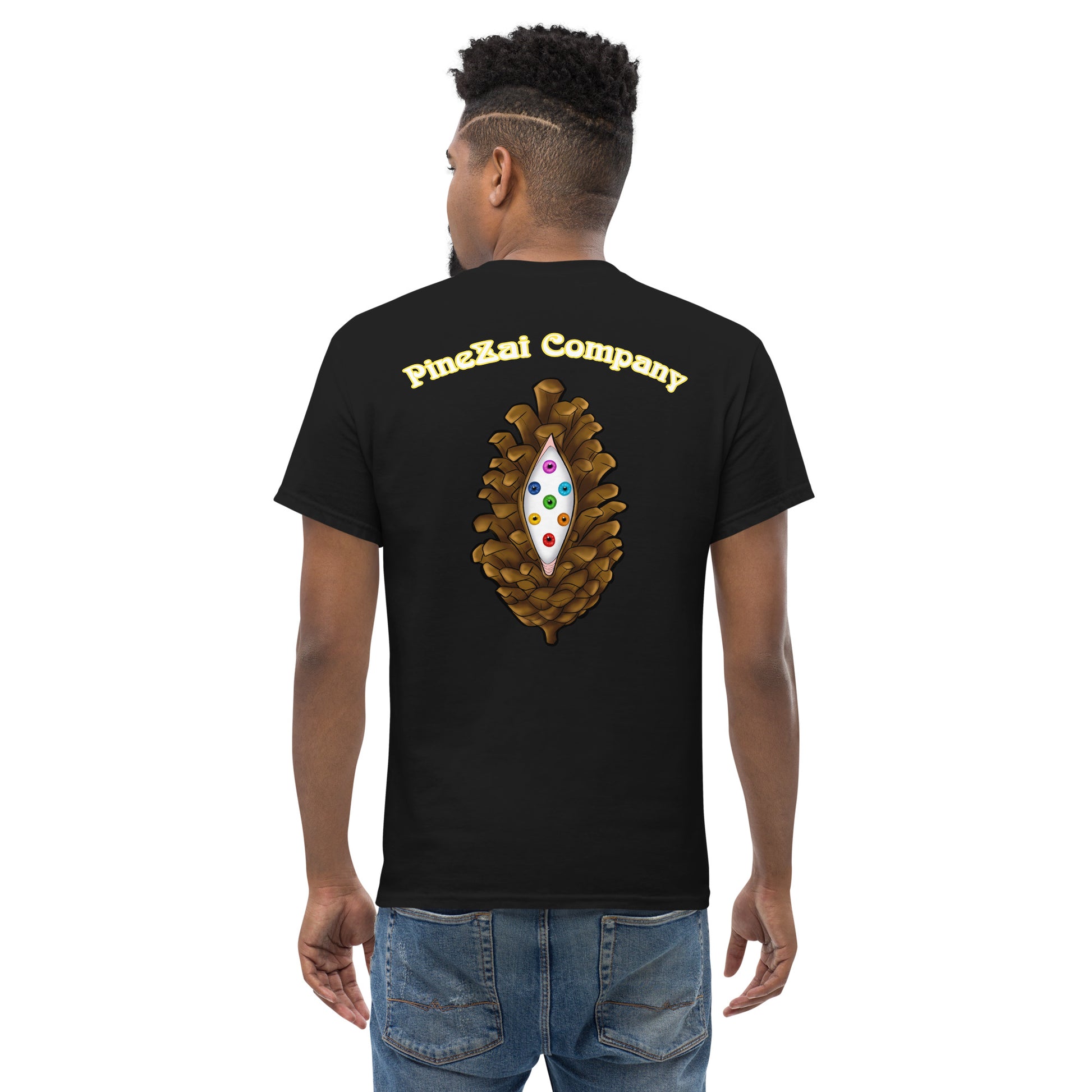 adult men's black and yellow solar chakra Kansas City t-shirt by PineZai Company back view 2