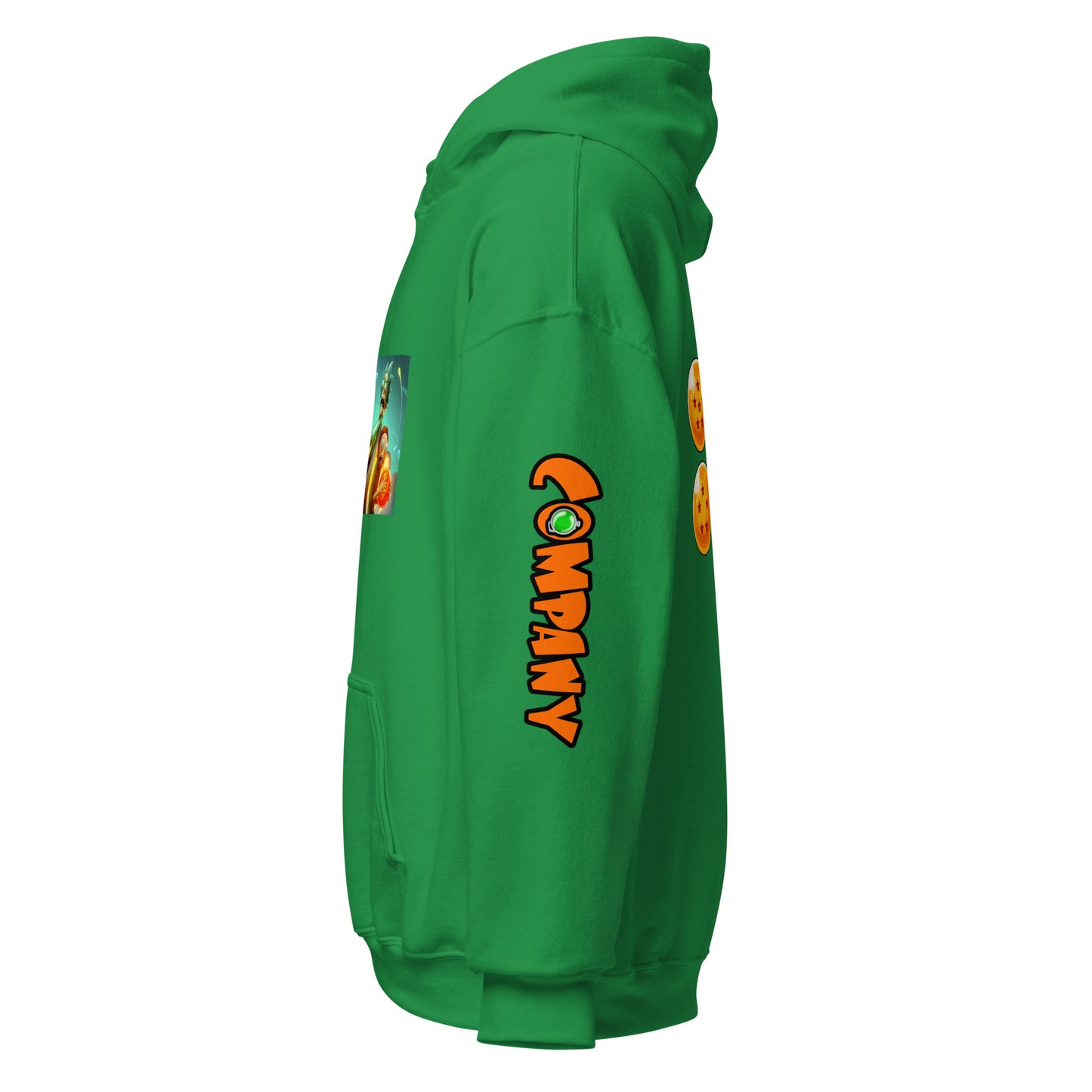 adult unisex green cartoon theme hoodie by PineZai Company left view