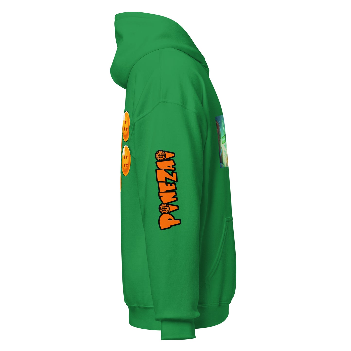 adult unisex green cartoon theme hoodie by PineZai Company right view