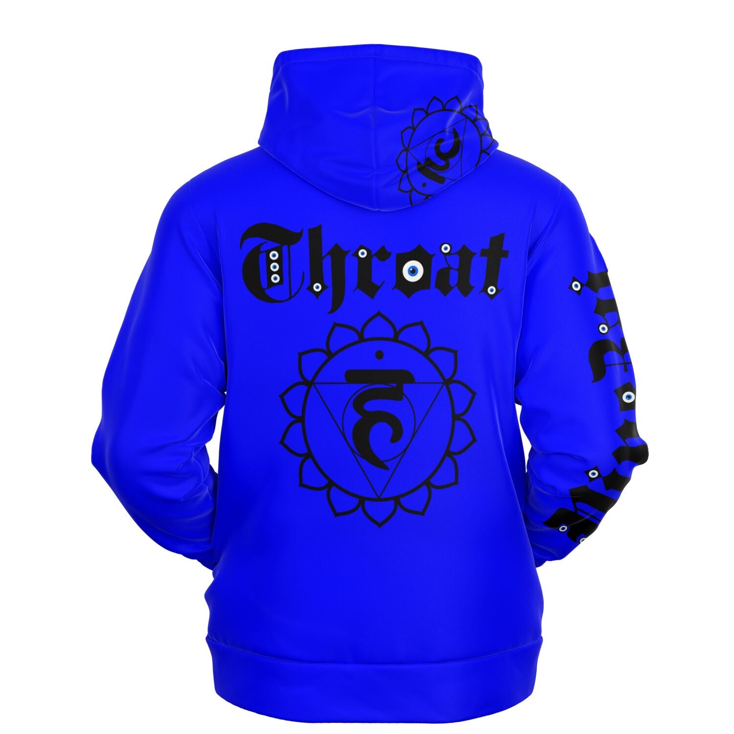 adult unisex blue throat chakra hoodie by PineZai Company back view
