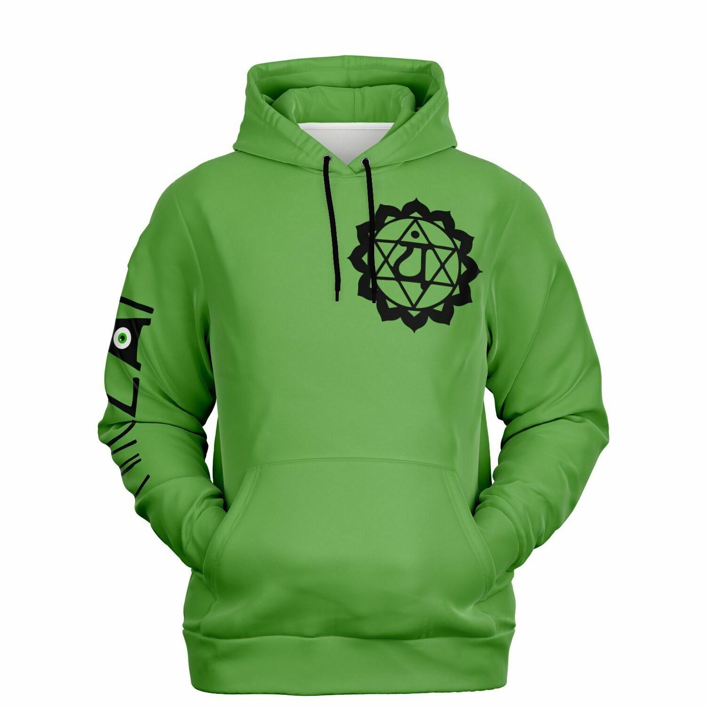 adult unisex green heart chakra hoodie by PineZai Company front view