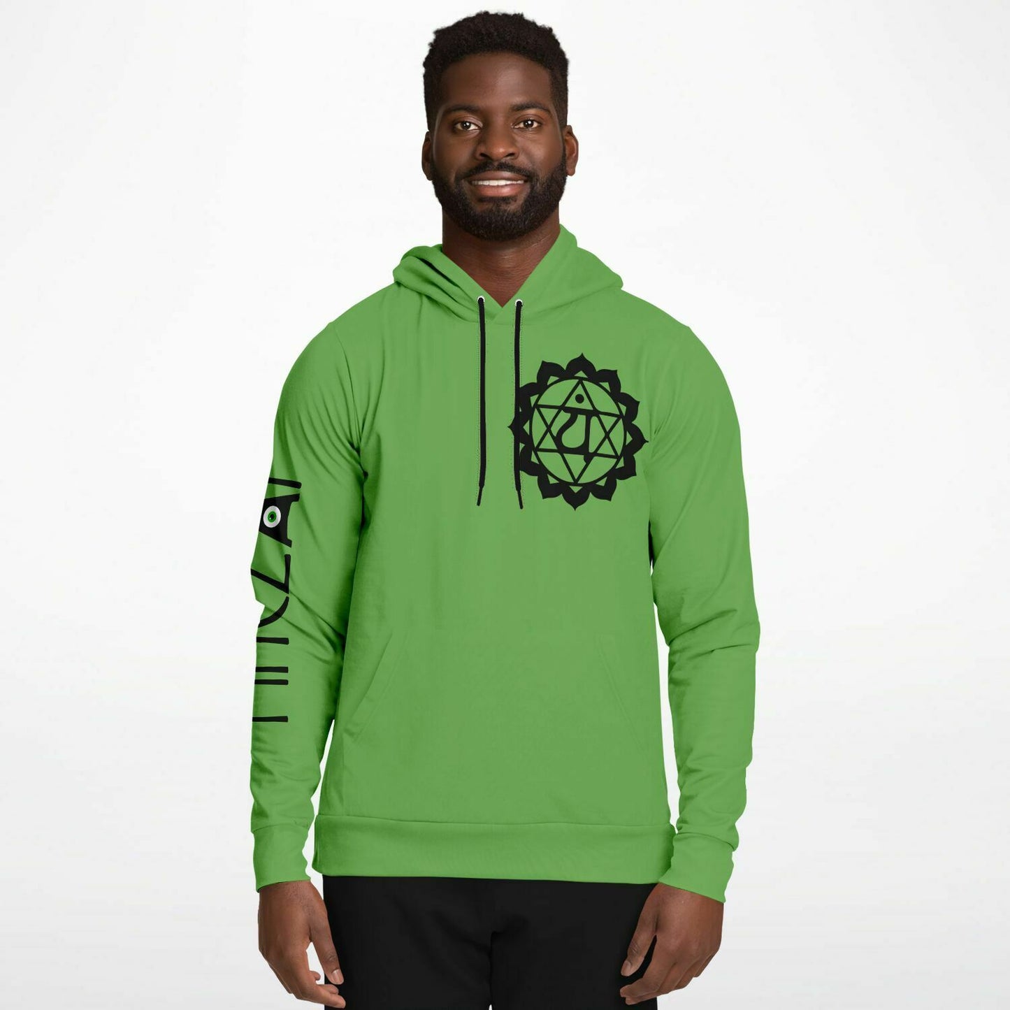 adult unisex green heart chakra hoodie by PineZai Company male front view