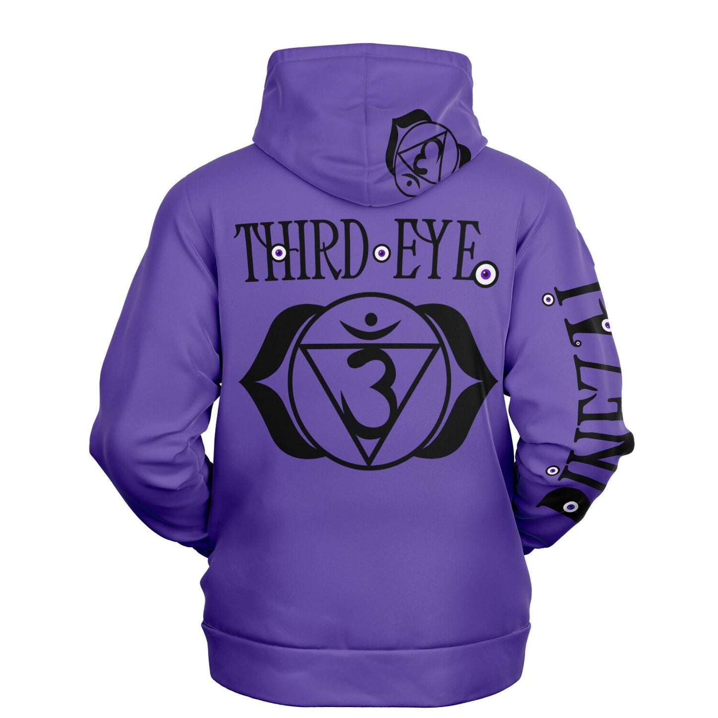 adult unisex purple third eye chakra hoodie by PineZai Company back view
