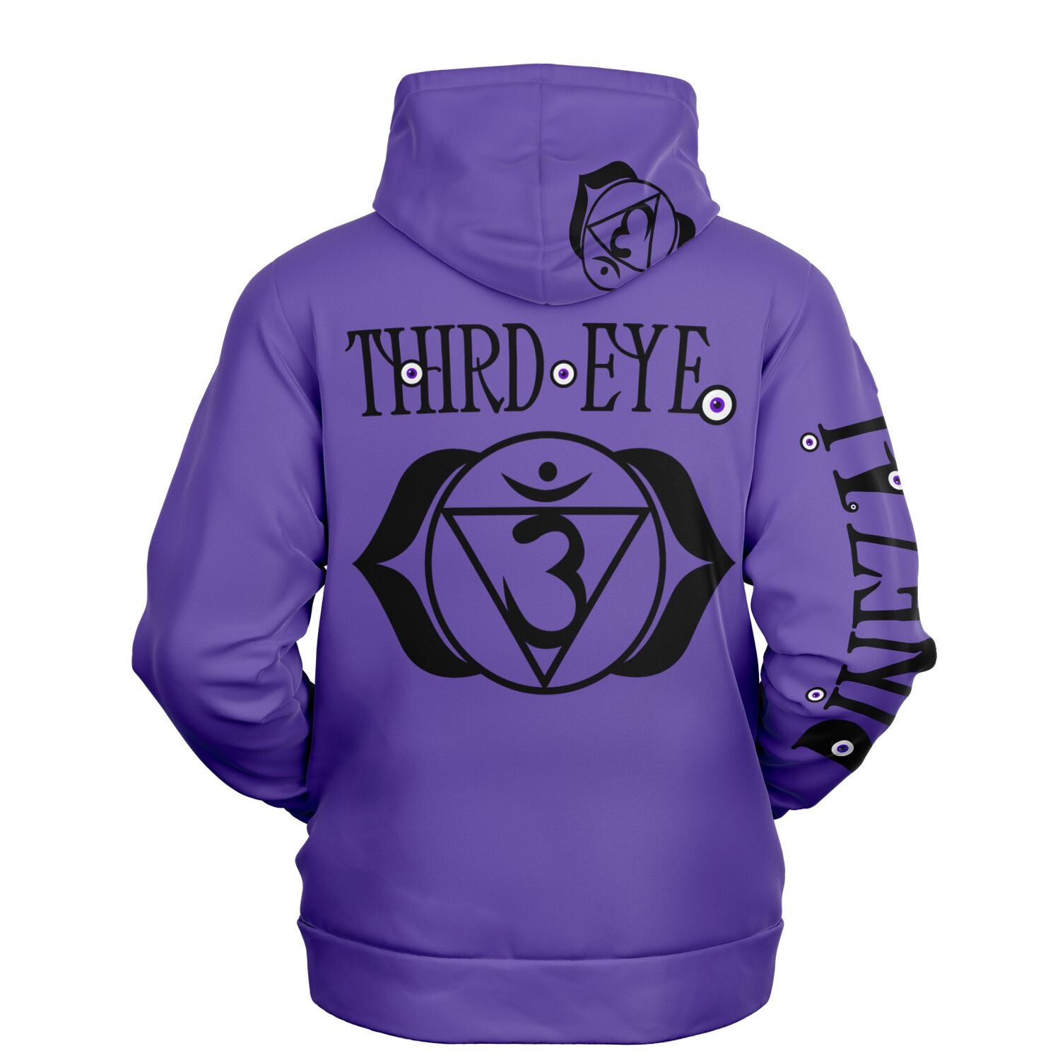 adult unisex purple third eye chakra hoodie by PineZai Company back view