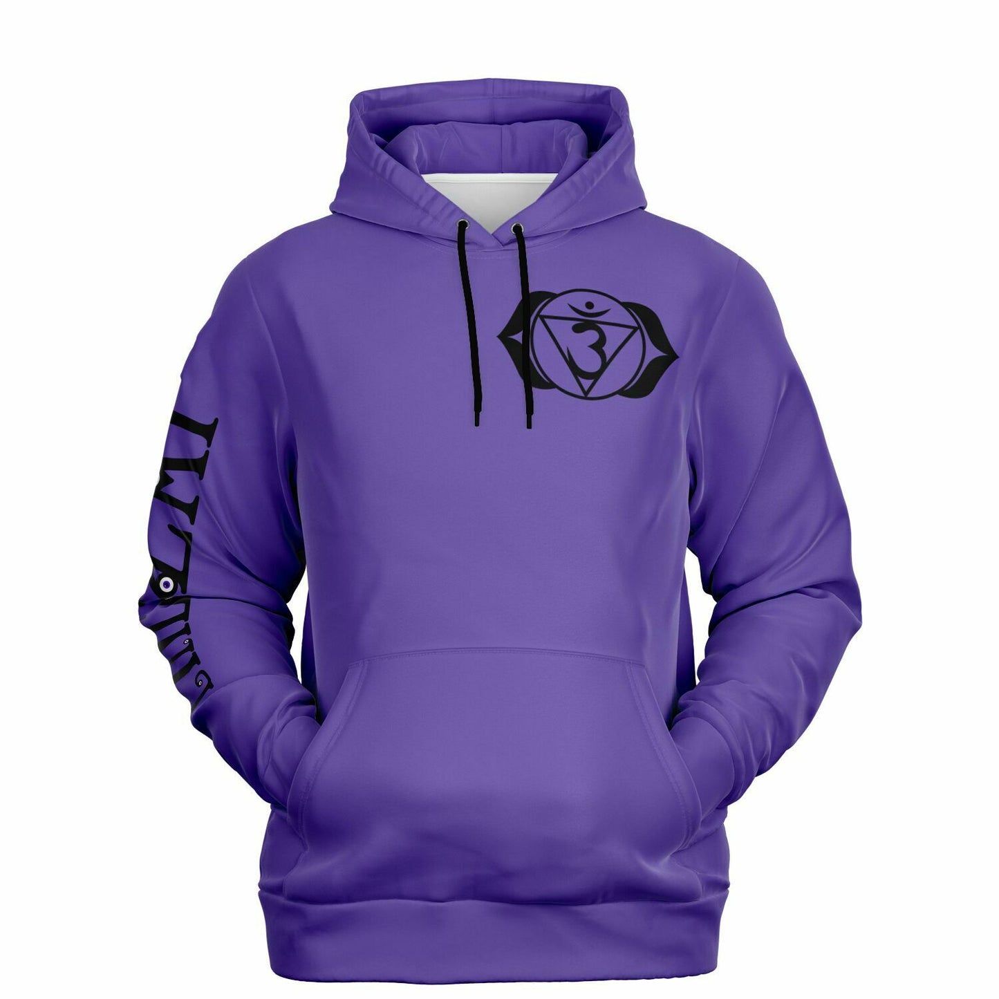 adult unisex purple third eye chakra hoodie by PineZai Company front view