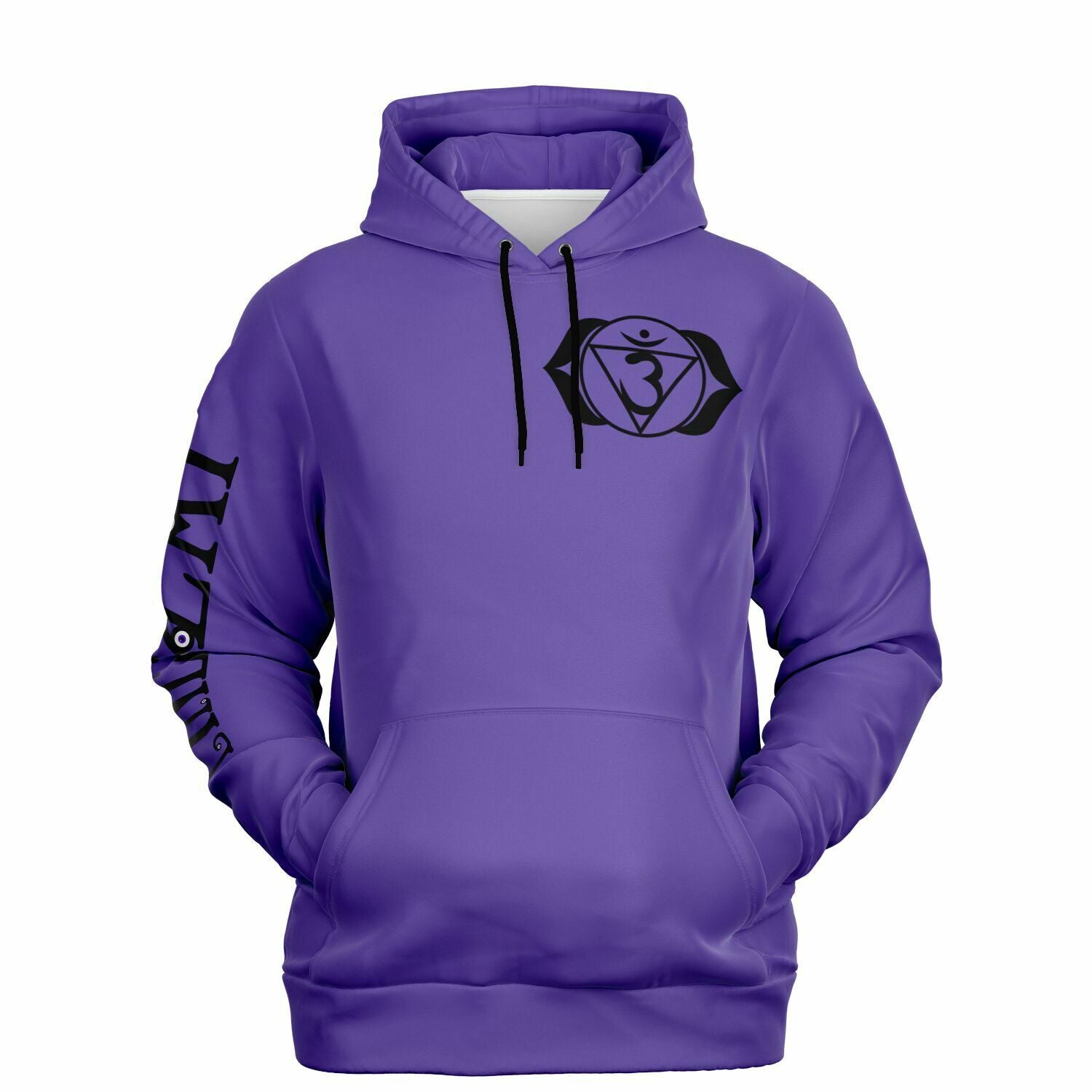 adult unisex purple third eye chakra hoodie by PineZai Company front view