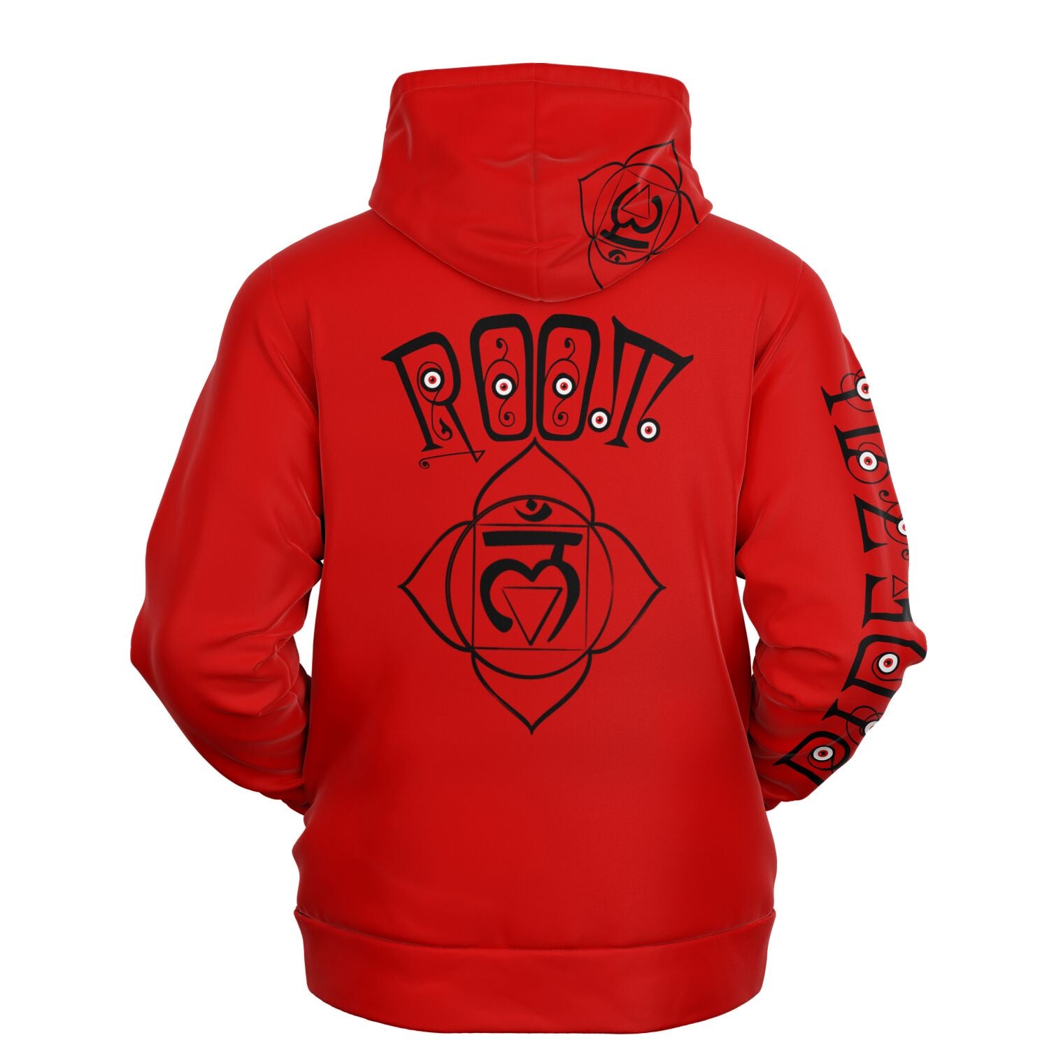 adult unisex red root chakra hoodie by PineZai Company back view