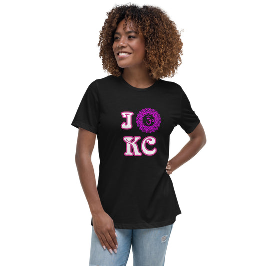 adult women's black and pink crown chakra Kansas City t-shirt by PineZai Company front view