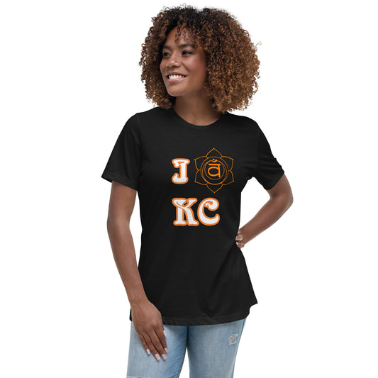 adult women's black and orange sacral chakra Kansas City t-shirt by PineZai Company front view